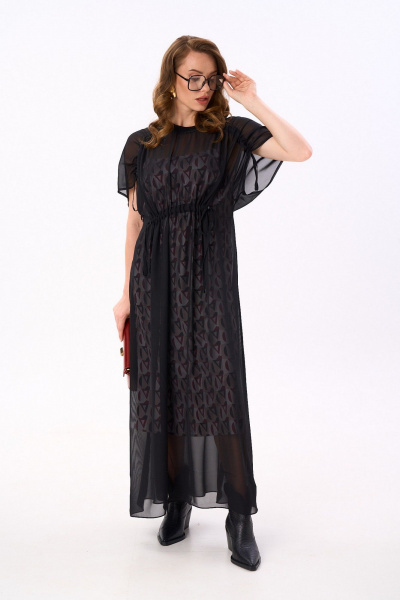 Платье NikVa 989-1 чёрный_ромбы_бургунди - фото 9