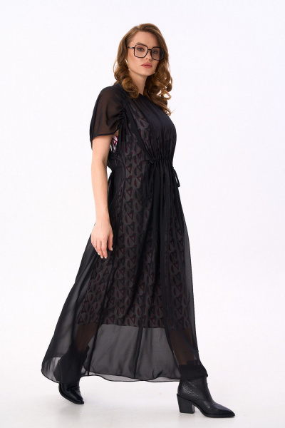 Платье NikVa 989-1 чёрный_ромбы_бургунди - фото 7