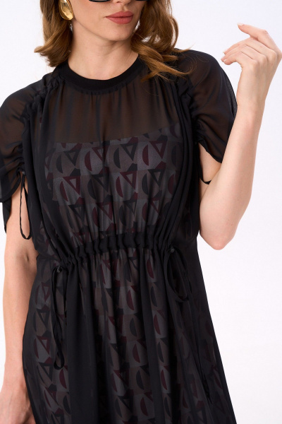 Платье NikVa 989-1 чёрный_ромбы_бургунди - фото 6