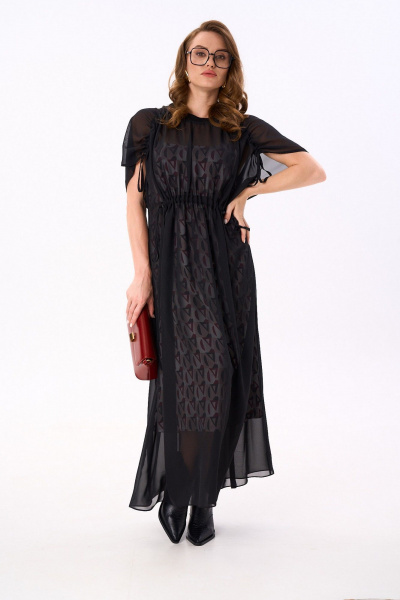 Платье NikVa 989-1 чёрный_ромбы_бургунди - фото 5