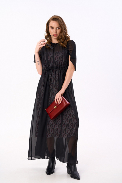Платье NikVa 989-1 чёрный_ромбы_бургунди - фото 3
