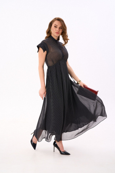 Платье NikVa 990-1 черный_ белый_горошек - фото 7
