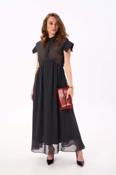 Платье NikVa 990-1 черный_ белый_горошек - фото 1