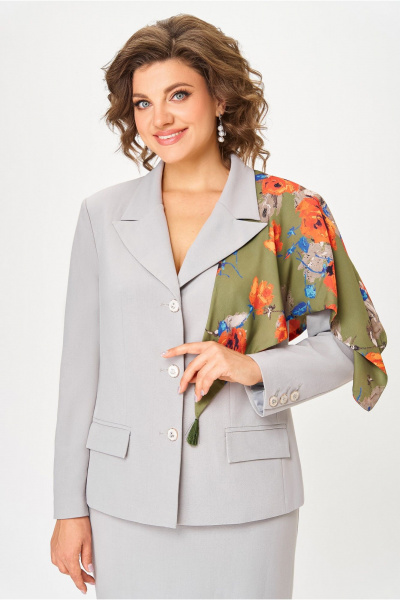 Жакет, платок, юбка DaLi 5788.2 серый - фото 2