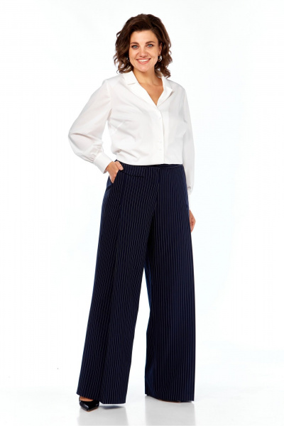 Брюки Элль-стиль 2396/1 темно-синий_полоска - фото 3