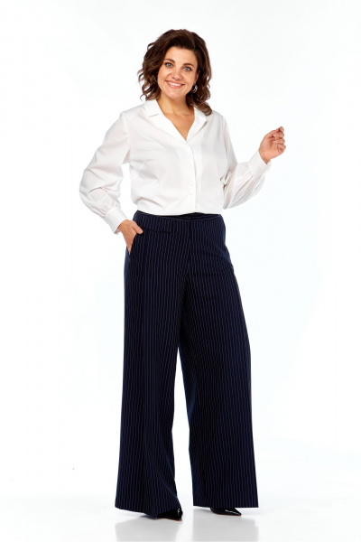 Брюки Элль-стиль 2396/1 темно-синий_полоска - фото 2