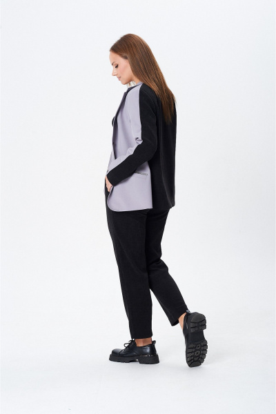 Брюки, жакет Vilena 1090 серый-черный - фото 13