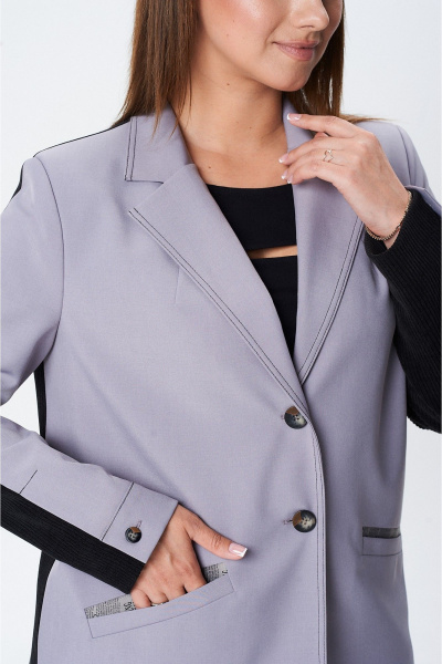 Брюки, жакет Vilena 1090 серый-черный - фото 10