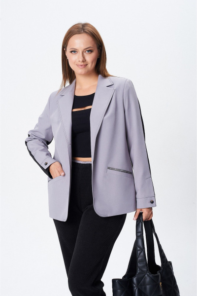 Брюки, жакет Vilena 1090 серый-черный - фото 8