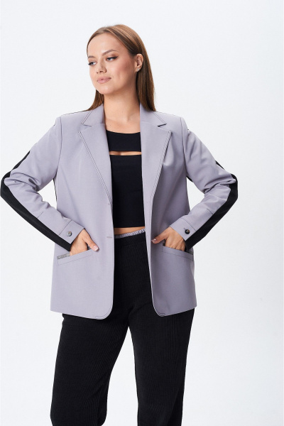 Брюки, жакет Vilena 1090 серый-черный - фото 3