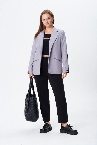 Брюки, жакет Vilena 1090 серый-черный - фото 1