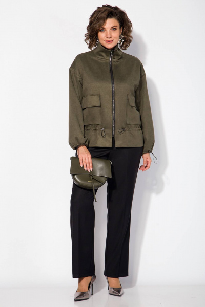 Брюки, жакет Liliana 1470БрПн хаки+черный - фото 2