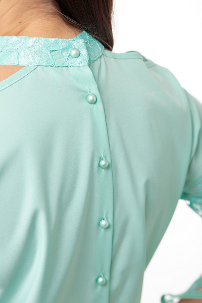 Блуза из кружевной ткани с открытыми плечами, демисезон Anelli 495 мята - фото 5