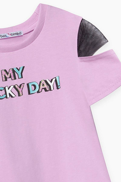 Летняя фиолетовая майка из хлопка для девочки Bell Bimbo 210049 св.сиреневый - фото 3