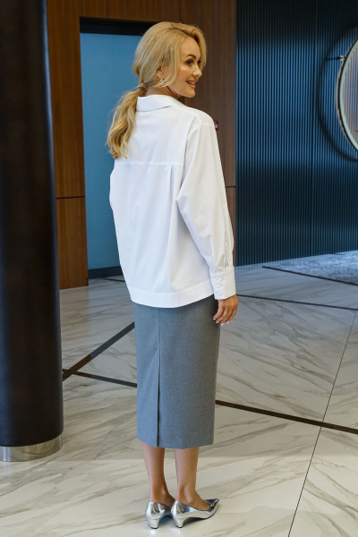 Блуза, юбка Alani Collection 2383 белый-серый - фото 8