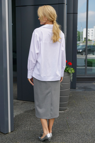 Блуза, юбка Alani Collection 2383 белый-серый - фото 6