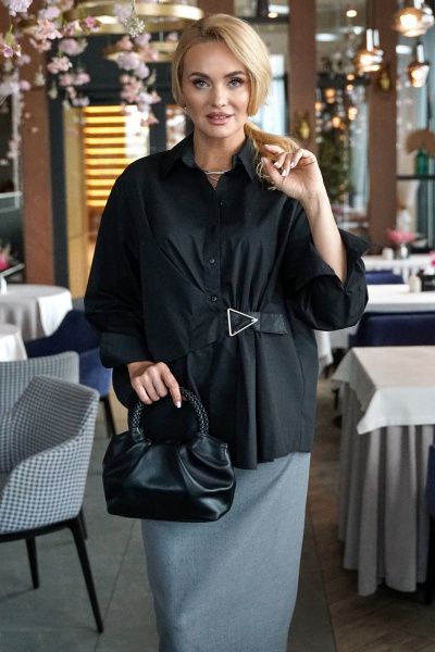 Блуза, юбка Alani Collection 2383 черный-серый - фото 4