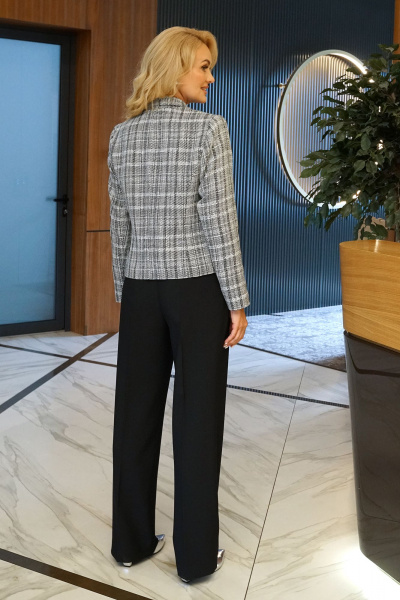 Брюки, жакет Alani Collection 2392 серый_клетка-черный - фото 5