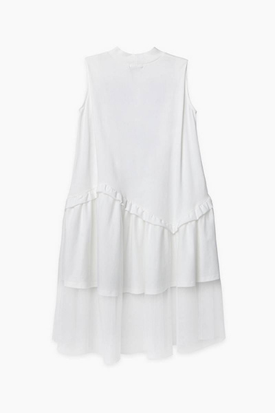 Платье трапеция, белое с сеткой и принтом, летнее Bell Bimbo 210223 молоко - фото 2