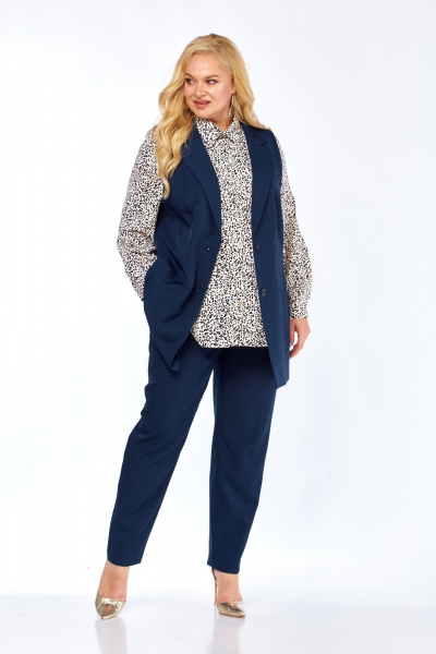 Блуза, брюки, жилет СиБон 0233 синий - фото 4