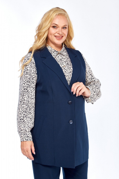 Блуза, брюки, жилет СиБон 0233 синий - фото 2