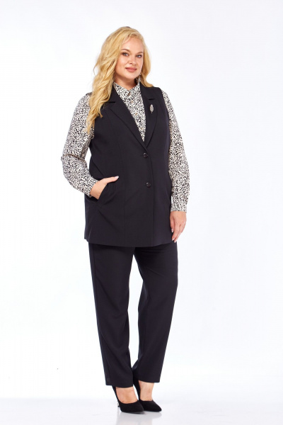 Блуза, брюки, жилет СиБон 0233 черный - фото 2