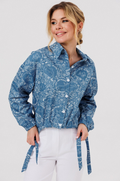 Блуза Faufilure C1631 джинс - фото 1