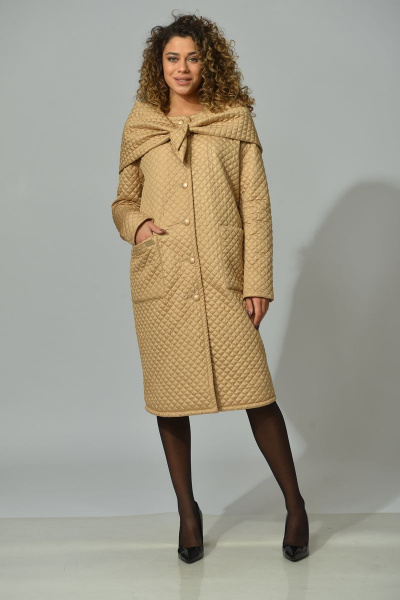 Пальто, шарф Диомант 1637 беж - фото 3