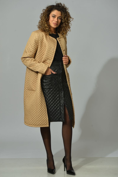 Пальто, шарф Диомант 1637 беж - фото 5