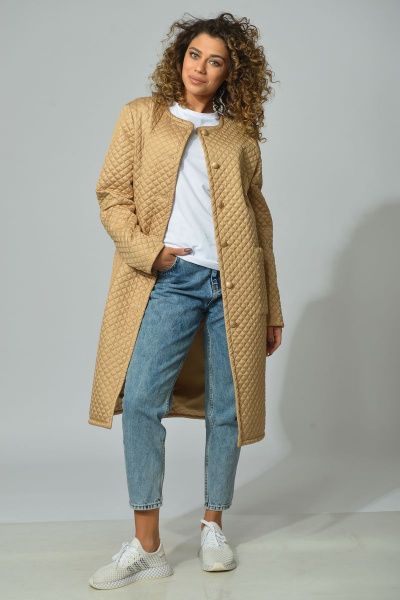 Пальто, шарф Диомант 1637 беж - фото 7