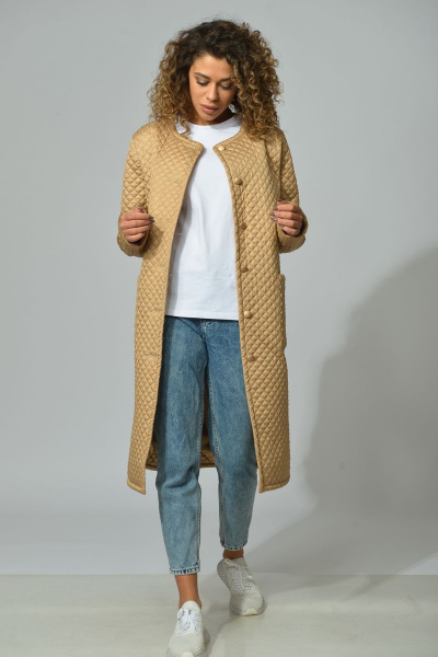 Пальто, шарф Диомант 1637 беж - фото 8