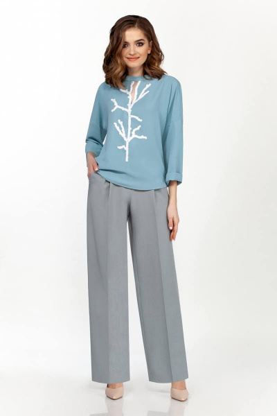Блуза, брюки Olegran 3684 голубой - фото 1