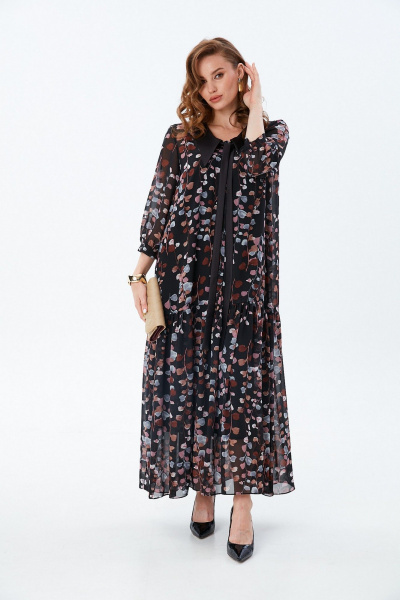 Платье NikVa 800-9 листья_мультиколор - фото 1