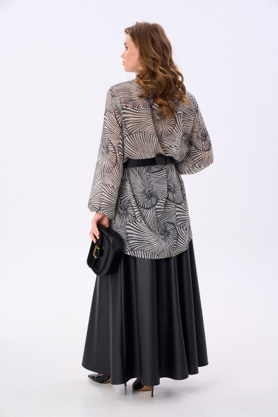 Блуза, юбка NikVa 815-5 чёрный_чёрно-белые_ракушки - фото 6