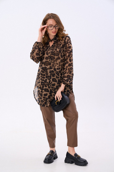 Блуза NikVa 816-6 шоколадный_леопард - фото 7