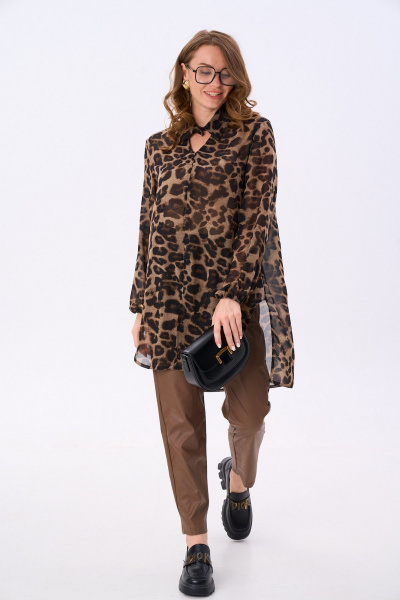 Блуза NikVa 816-6 шоколадный_леопард - фото 6