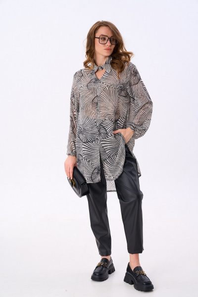 Блуза NikVa 816-7 чёрно-белые_ракушки - фото 12