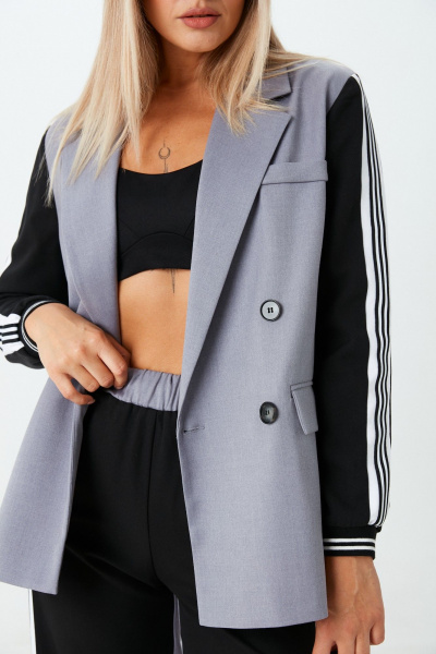 Брюки, жакет LM К1520155 черно-серый - фото 15