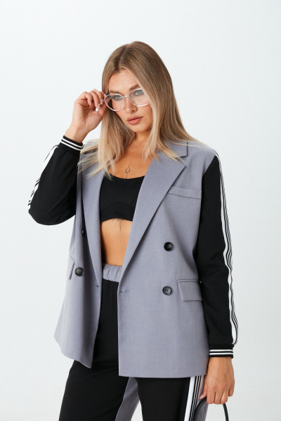 Брюки, жакет LM К1520155 черно-серый - фото 14