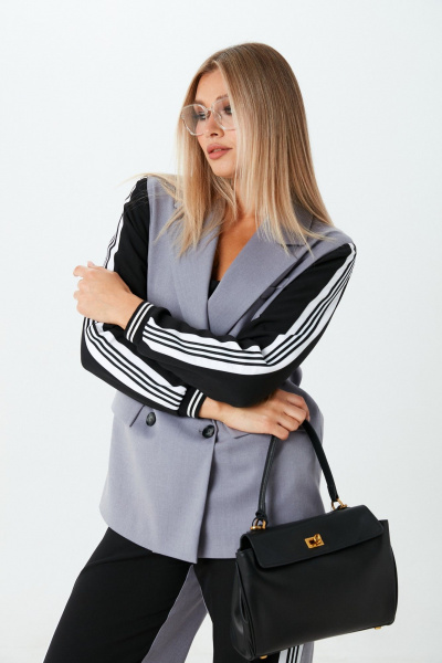 Брюки, жакет LM К1520155 черно-серый - фото 12