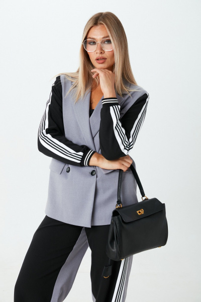 Брюки, жакет LM К1520155 черно-серый - фото 11