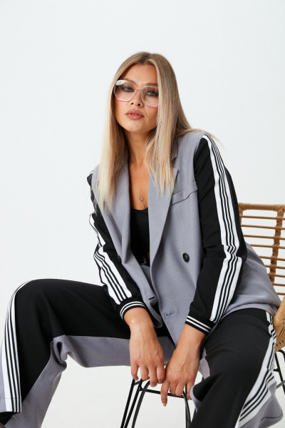 Брюки, жакет LM К1520155 черно-серый - фото 3