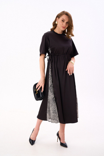 Платье NikVa 991-1 чёрный_ чёрно-белые_ракушки - фото 2