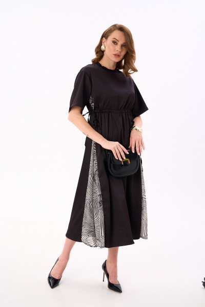 Платье NikVa 991-1 чёрный_ чёрно-белые_ракушки - фото 3
