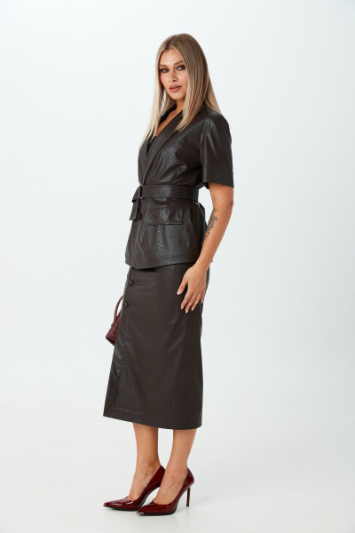 Жакет, юбка LM К1690170 коричневый - фото 4