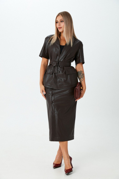 Жакет, юбка LM К1690170 коричневый - фото 3