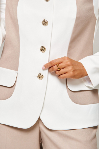 Брюки, жакет Beautiful&Free 6373 молочный+песочный - фото 11