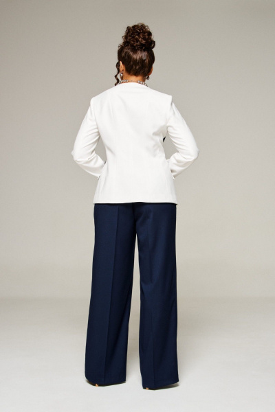 Брюки, жакет Beautiful&Free 6373 молочный+темно-синий - фото 9