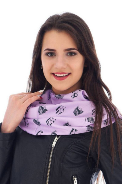 Демисезонный снуд с цифровым рисунком фиолетовый 70х85 см TrendCorner 1-1-29-296 1617-3 - фото 1