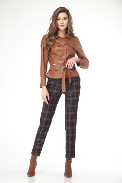 Брюки, жакет Karina deLux B-175В коричневый-темно_синий - фото 3